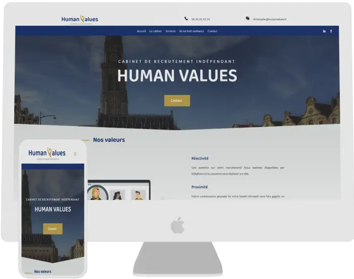 mockup sur telephone et ecran de human values