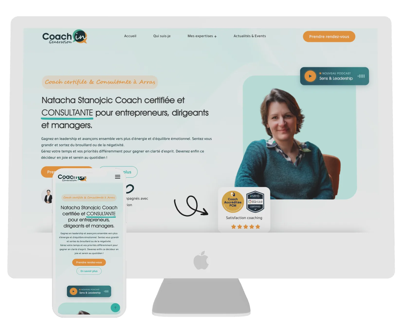 Mockup du site internet Coach'in Génération sur ordinateur